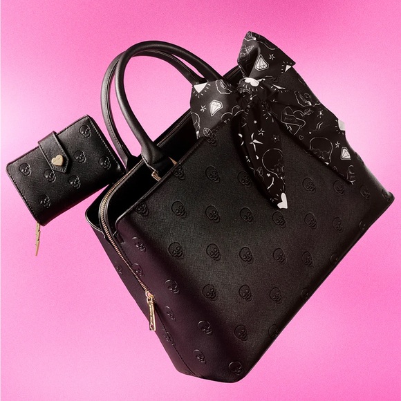 Betsey Johnson Handbags - BETSEY JOHNSON SKULLICIOUS SATCHEL BLACK & WALLET
